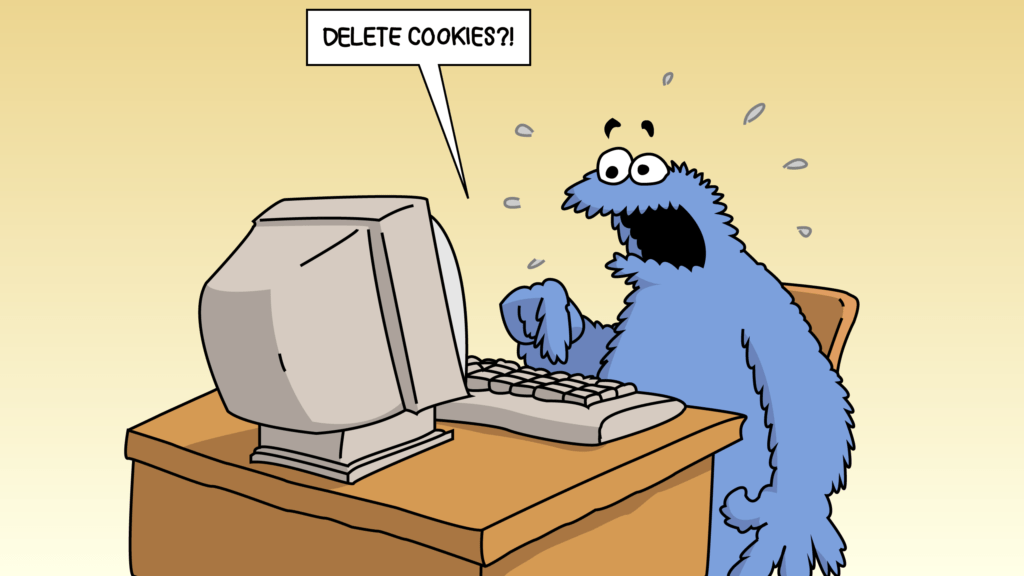 Delete cookies monster cartoon