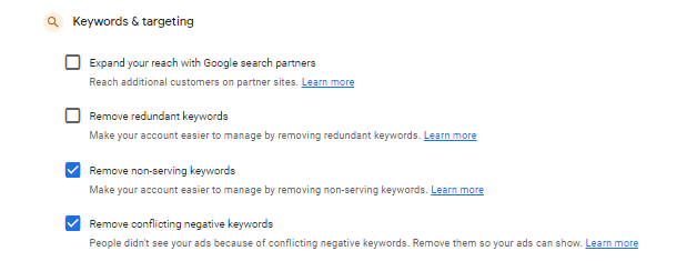 Google Ads Keywords and targeting